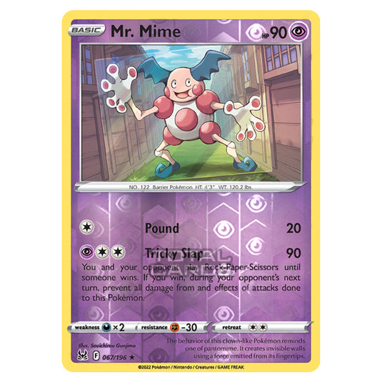 Pokemon - Sword & Shield - Lost Origin - Mr. Mime - 67/196 - (Reverse Holo)