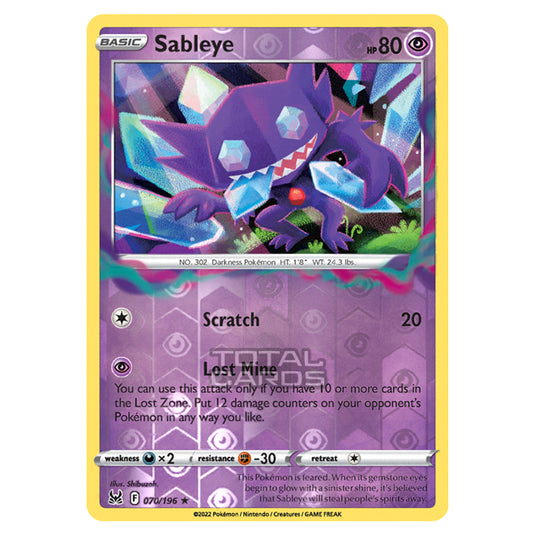 Pokemon - Sword & Shield - Lost Origin - Sableye - 70/196 - (Reverse Holo)