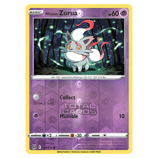 Pokemon - Sword & Shield - Lost Origin - Hisuian Zorua - 75/196 - (Reverse Holo)