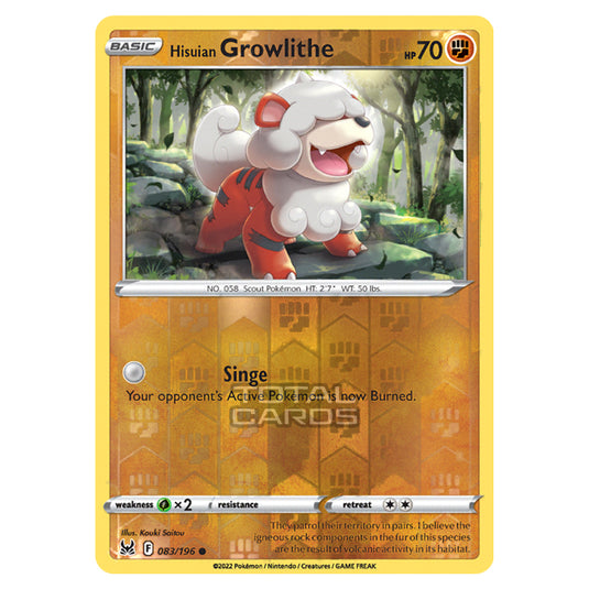 Pokemon - Sword & Shield - Lost Origin - Hisuian Growlithe - 83/196 - (Reverse Holo)