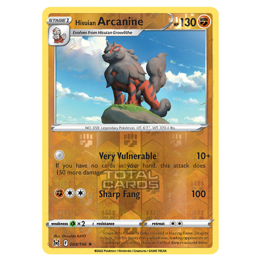 Pokemon - Sword & Shield - Lost Origin - Hisuian Arcanine - 84/196 - (Reverse Holo)