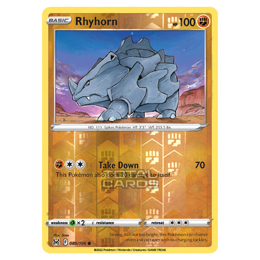 Pokemon - Sword & Shield - Lost Origin - Rhyhorn - 89/196 - (Reverse Holo)