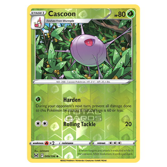 Pokemon - Sword & Shield - Lost Origin - Cascoon - 9/196 - (Reverse Holo)