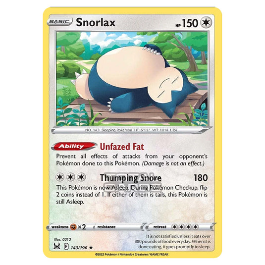 Pokemon - Sword & Shield - Lost Origin - Snorlax - 143/196