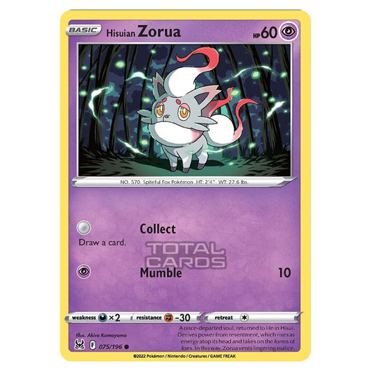 Pokemon - Sword & Shield - Lost Origin - Hisuian Zorua - 75/196 Pokemon - Sword & Shield - Lost Origin - Hisuian Zorua - 75/196