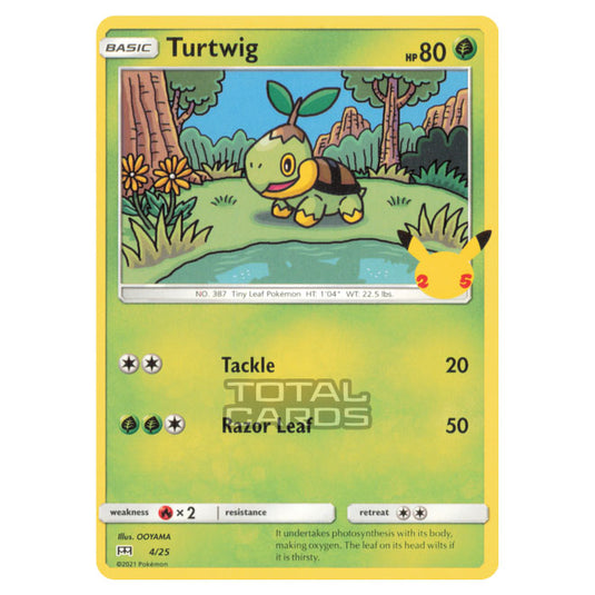 Pokemon - McDonalds - 25th Anniversary Collection - Turtwig - 4/25 Pokemon - McDonalds - 25th Anniversary Collection - Turtwig - 4/25
