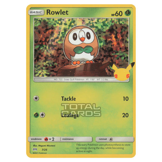 Pokemon - McDonalds - 25th Anniversary Collection - Rowlet - 7/25 - (Confetti Holo) Pokemon - McDonalds - 25th Anniversary Collection - Rowlet - 7/25 - (Confetti Holo)
