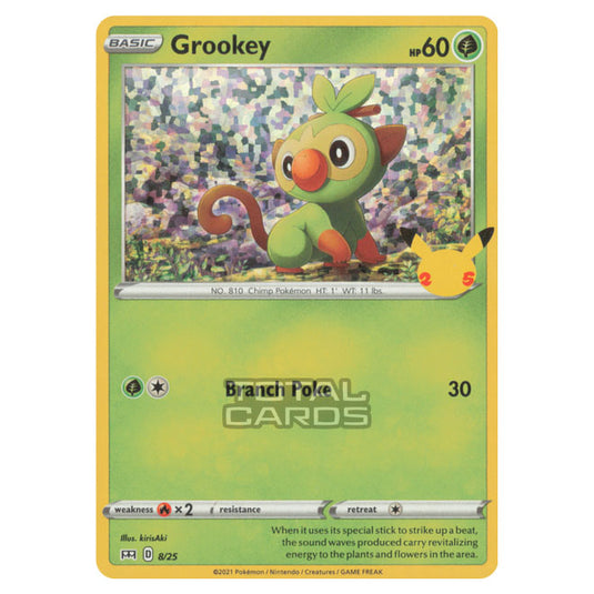 Pokemon - McDonalds - 25th Anniversary Collection - Grookey - 8/25 - (Confetti Holo) Pokemon - McDonalds - 25th Anniversary Collection - Grookey - 8/25 - (Confetti Holo)