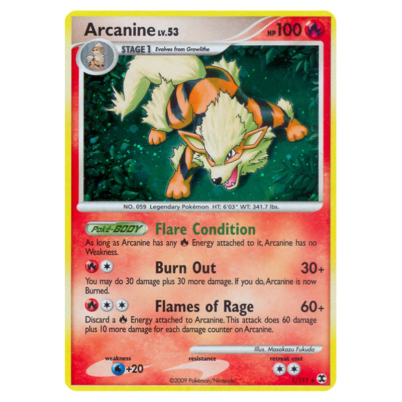 Pokemon Rising Rivals Symbol Pokemon - Platinum - Rising Rivals - Arcanine - 1/111