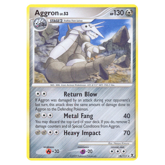 Aggron 14 card from the Pokemon set Rising Rivals