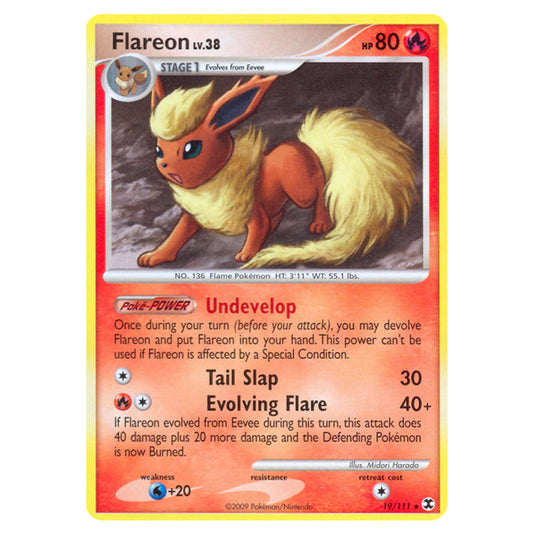 Flareon 19 card from the Pokemon set Rising Rivals