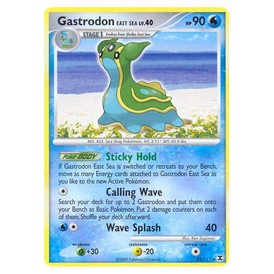 Gastrodon East Sea 21 card from the Pokemon set Rising Rivals