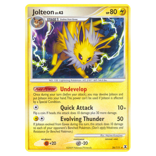 Jolteon 26 card from the Pokemon set Rising Rivals