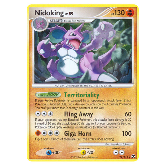 Nidoking 29 card from the Pokemon set Rising Rivals