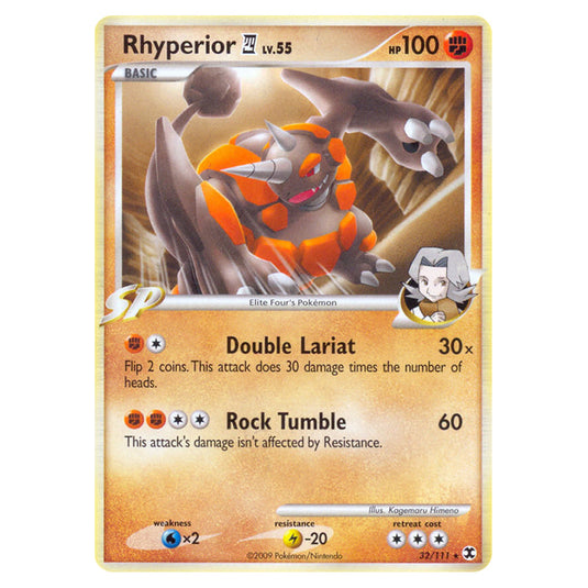 Rhyperior E4 32 card from the Pokemon set Rising Rivals