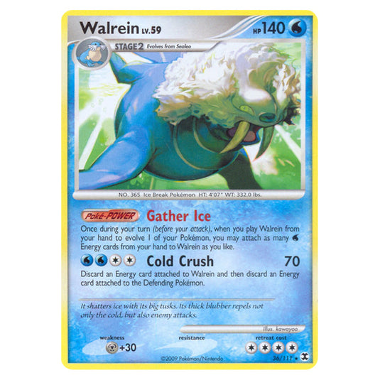 Walrein 36 card from the Pokemon set Rising Rivals