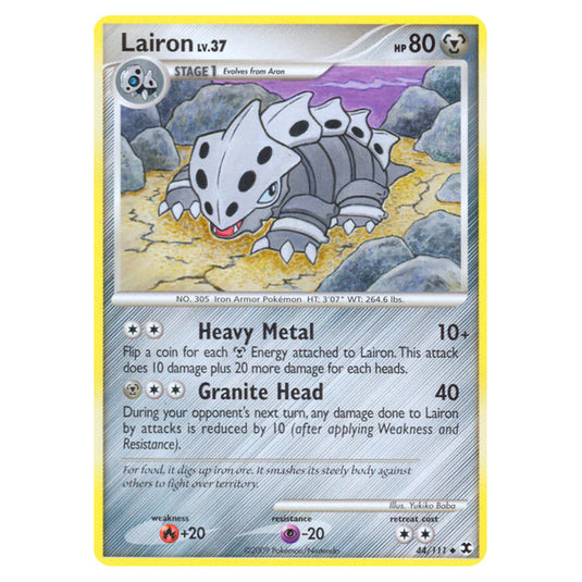 Lairon 44 card from the Pokemon set Rising Rivals