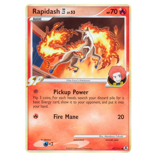 Rapidash E4 47 card from the Pokemon set Rising Rivals