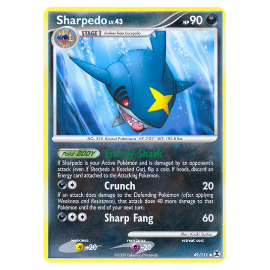 Sharpedo 49 card from the Pokemon set Rising Rivals