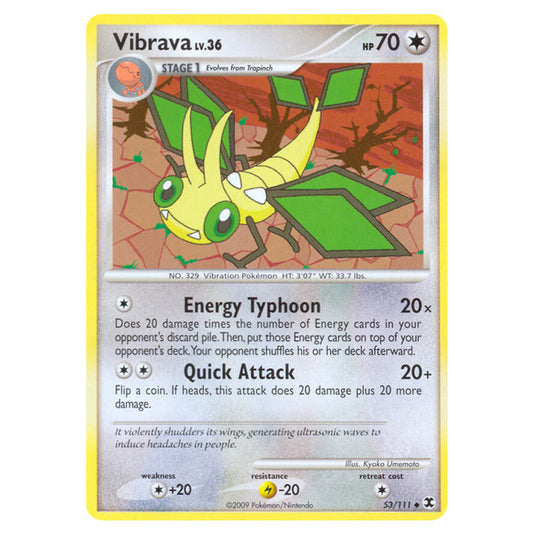 Vibrava 53 card from the Pokemon set Rising Rivals