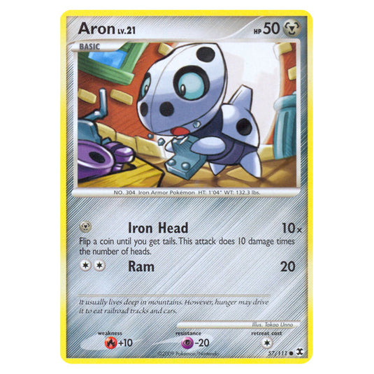 Aron 57 card from the Pokemon set Rising Rivals