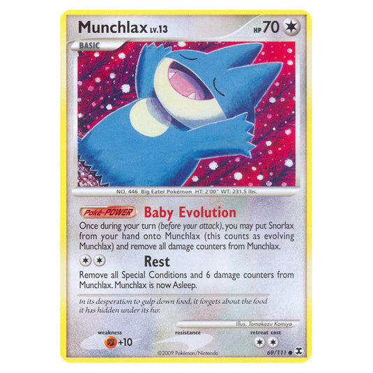 Munchlax 69 card from the Pokemon set Rising Rivals
