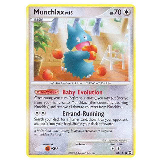 Munchlax 70 card from the Pokemon set Rising Rivals