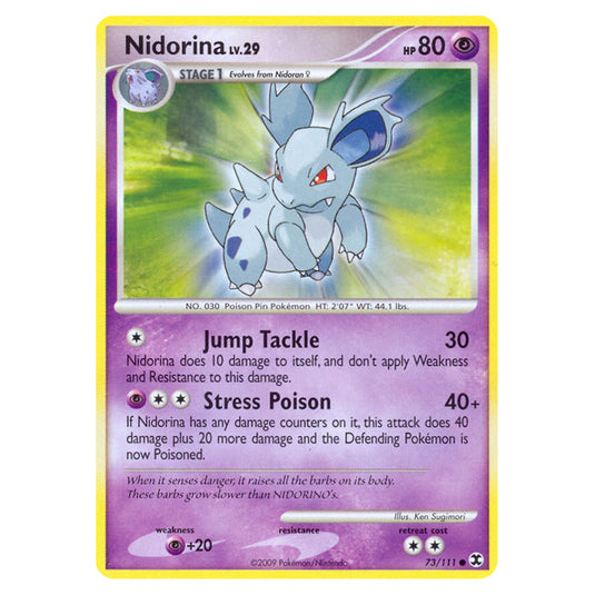 Nidorina 73 card from the Pokemon set Rising Rivals