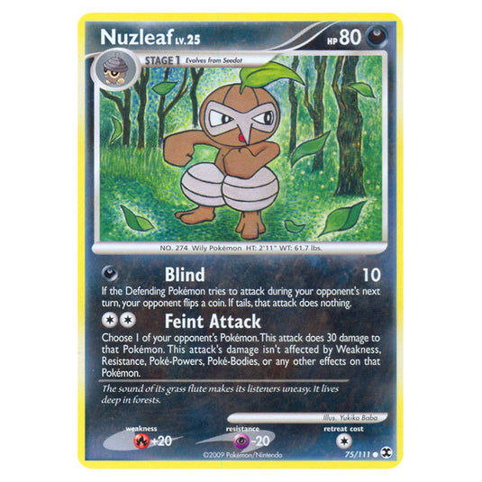 Nuzleaf 75 card from the Pokemon set Rising Rivals