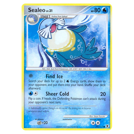 Sealeo 77 card from the Pokemon set Rising Rivals