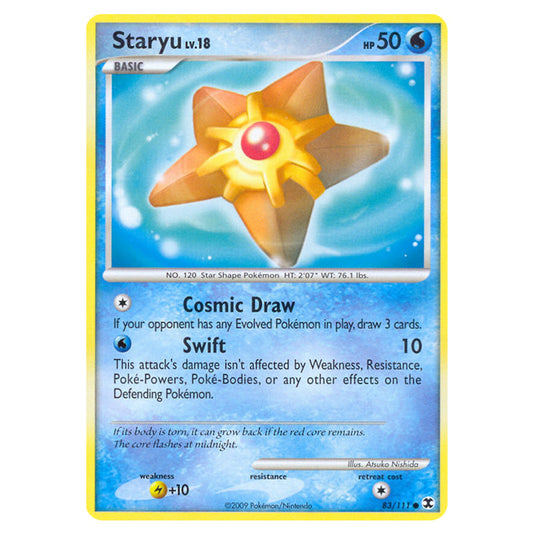 Staryu 83 card from the Pokemon set Rising Rivals
