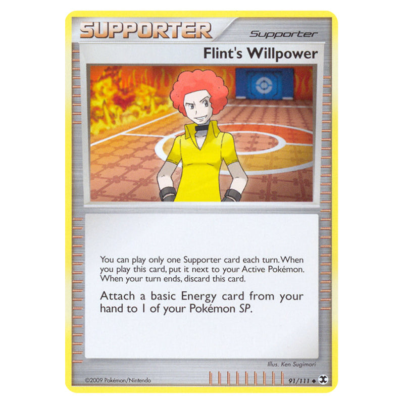 Pokemon - Platinum - Rising Rivals - Flint's Willpower - 91/111 - (Rev