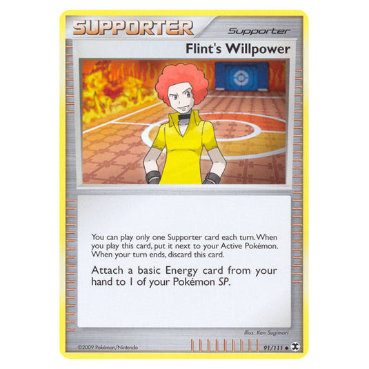 Flint's Willpower 91 card from the Pokemon set Rising Rivals