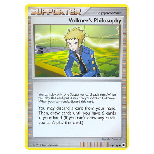 Volkner's Philosophy 98 card from the Pokemon set Rising Rivals
