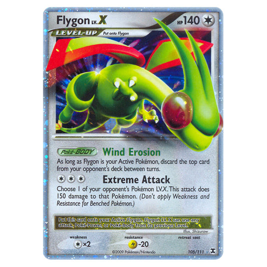 Flygon LV.X 105 card from the Pokemon set Rising Rivals