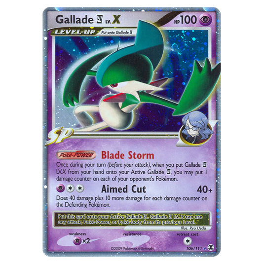 Gallade E4 LV.X 106 card from the Pokemon set Rising Rivals