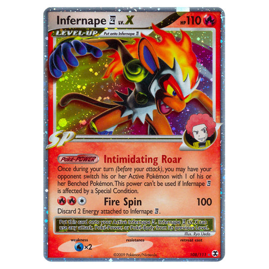 Infernape E4 LV.X 108 card from the Pokemon set Rising Rivals
