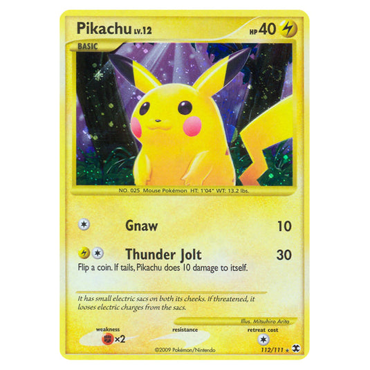 Pikachu 112 card from the Pokemon set Rising Rivals