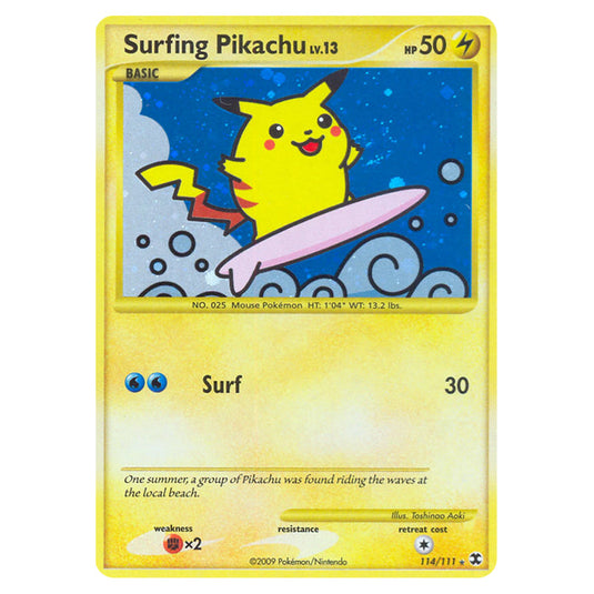 Surfing Pikachu 114 card from the Pokemon set Rising Rivals