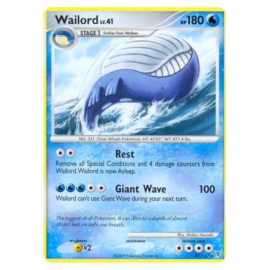 Wailord 47 card from the Pokemon set Supreme Victors