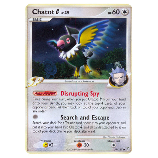 Chatot G 54 card from the Pokemon set Supreme Victors