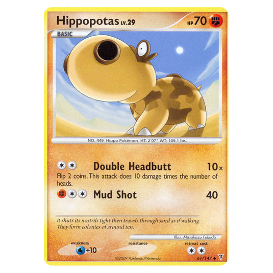 Hippopotas 61 card from the Pokemon set Supreme Victors