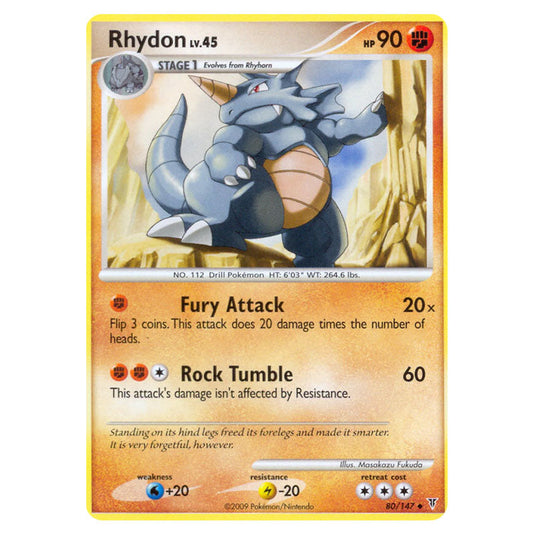 Rhydon 80 card from the Pokemon set Supreme Victors