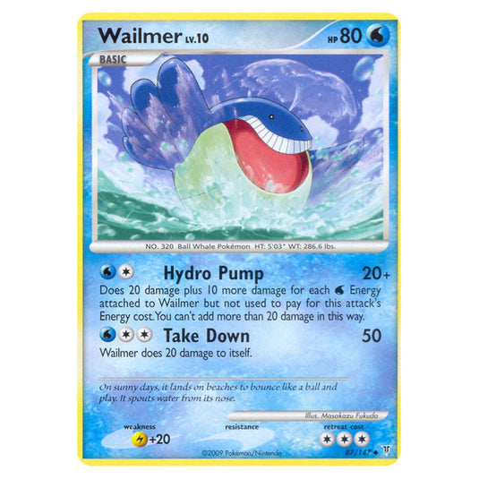 Wailmer 87 card from the Pokemon set Supreme Victors
