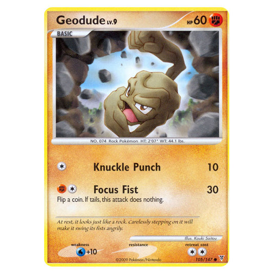 Geodude 105 card from the Pokemon set Supreme Victors