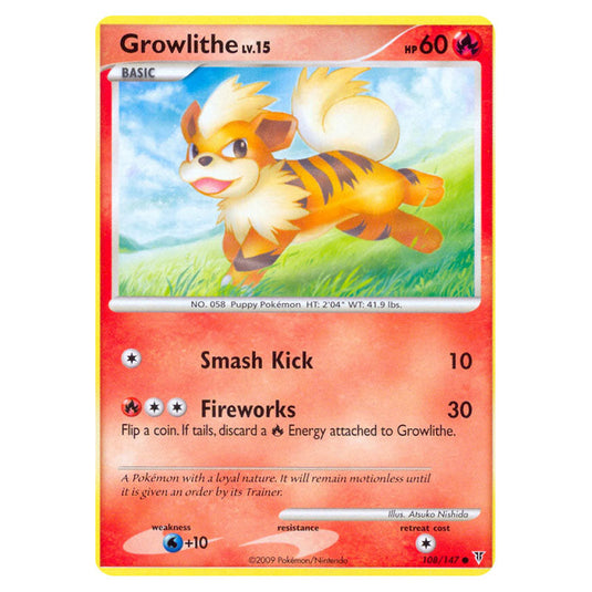Growlithe 108 card from the Pokemon set Supreme Victors