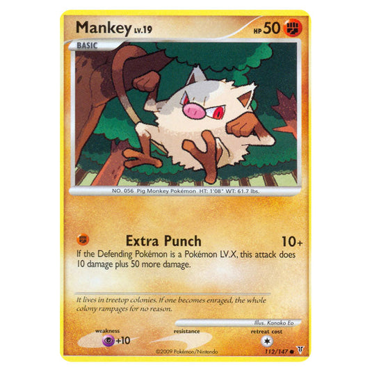 Mankey 112 card from the Pokemon set Supreme Victors