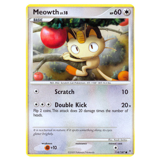 Meowth 114 card from the Pokemon set Supreme Victors
