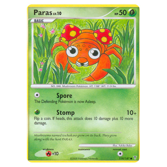 Paras 119 card from the Pokemon set Supreme Victors