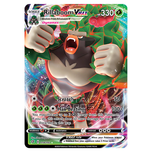 Pokemon - Sword & Shield - Rebel Clash - Rillaboom-VMAX - 018/192 Pokemon - Sword & Shield - Rebel Clash - Rillaboom-VMAX - 018/192